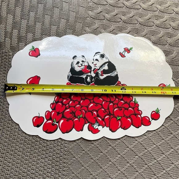 Vintage 70s Funky Panda & Apples Scalloped Vinyl Placemats - Picture 10 of 10